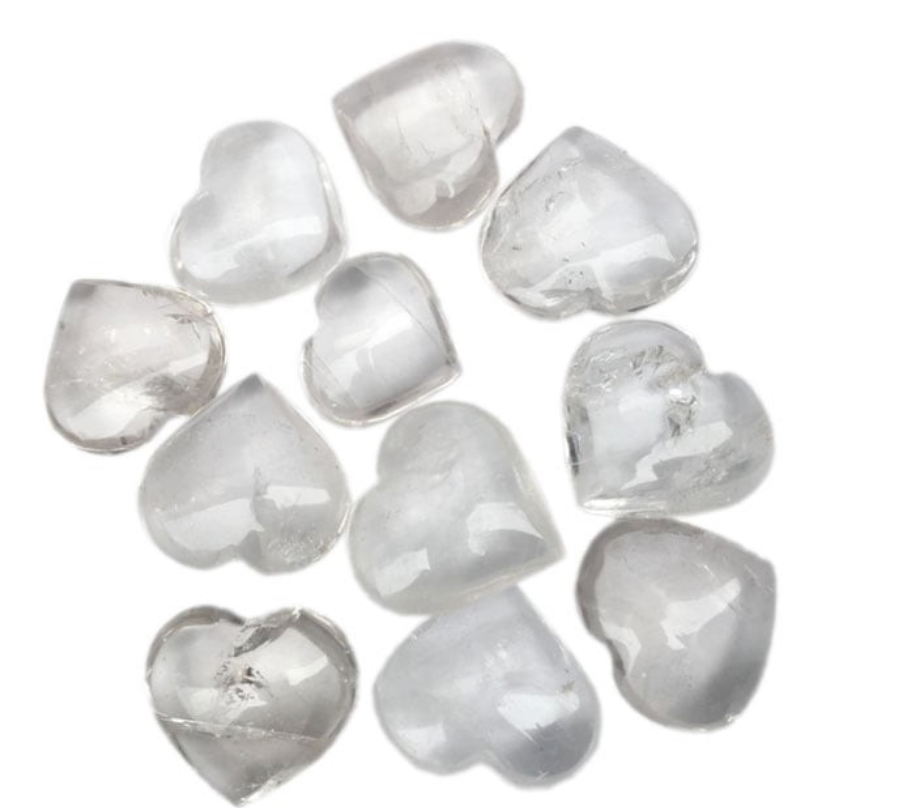 CLEAR QUARTZ PUFFY HEARTS