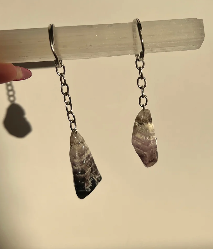 AMETHYST CHEVEORN KEYCHAINS