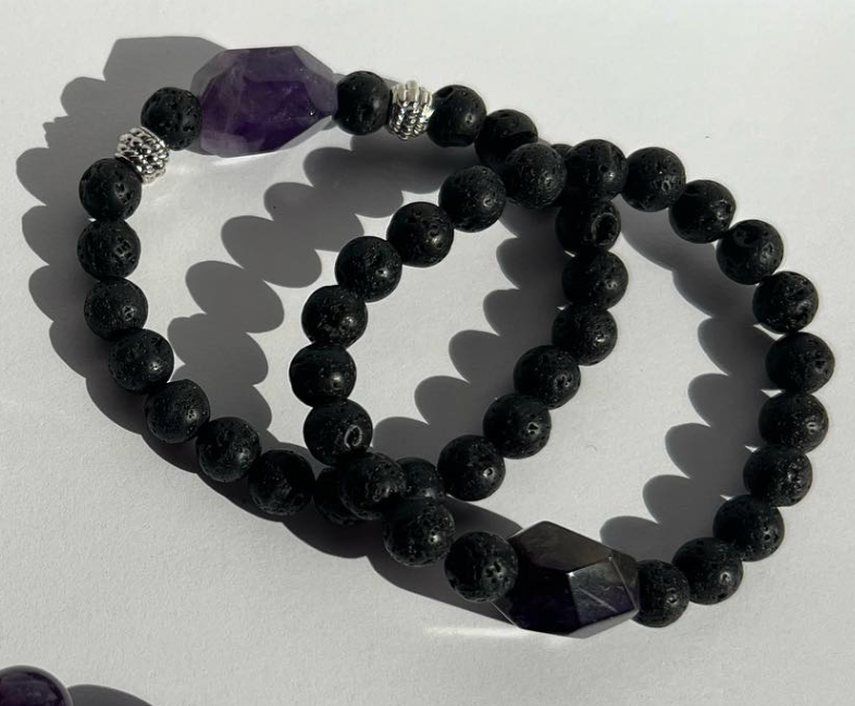 LAVA STONE AND AMETHYTST BRACELETS