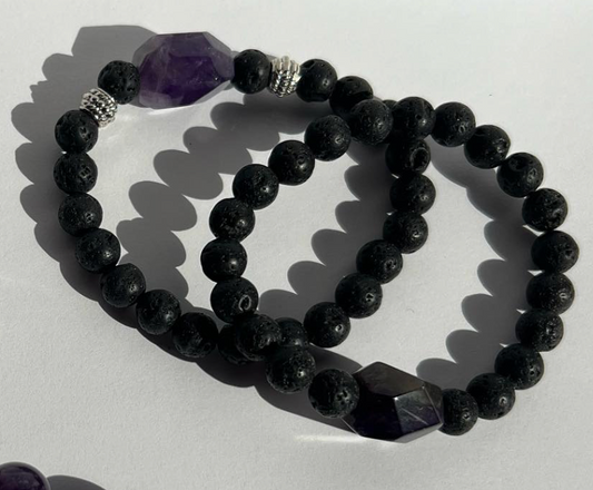 LAVA STONE AND AMETHYTST BRACELETS