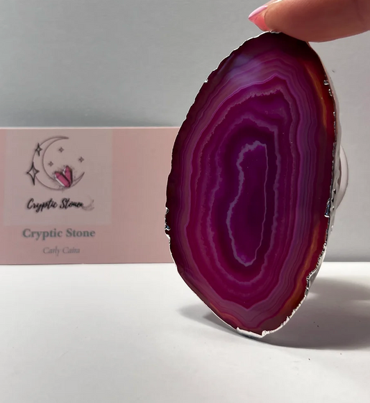 Silver Plated Pink Agate Pposocket