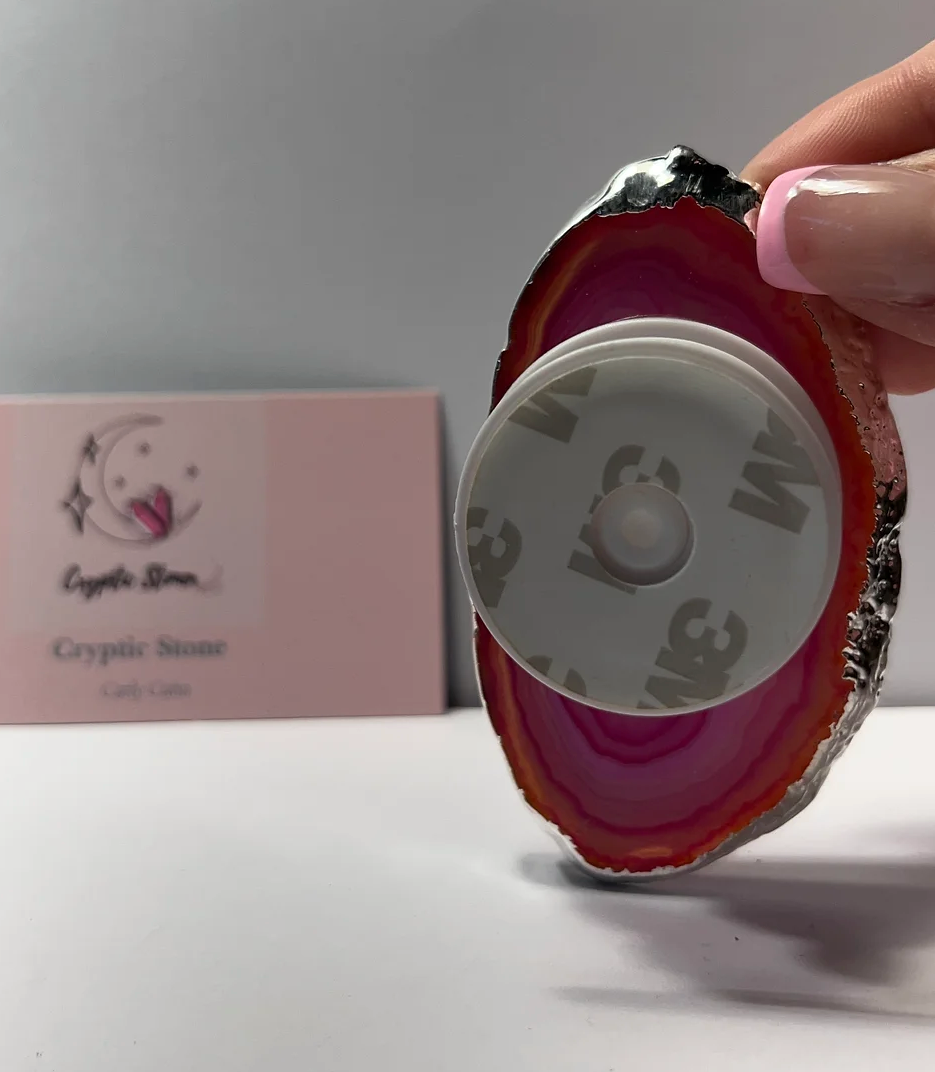 Silver Plated Pink Agate Pposocket