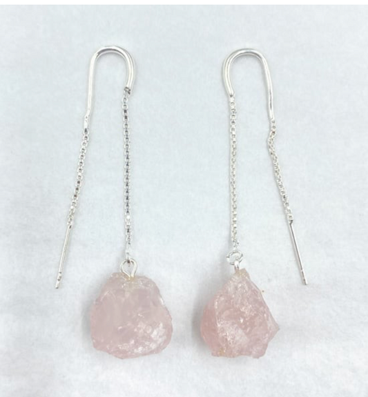 ROSE QUARTZ THREAD EARRINGS
