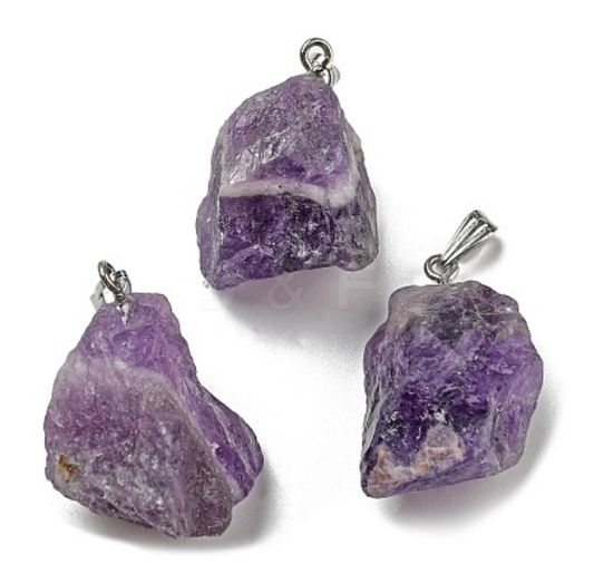 ROUGH AMETHYST PENDENTS